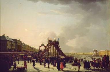 Las montañas rusas en el Neva en San Petersburgo, 1803